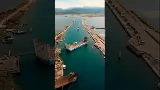 Floating bridge Agia Mavra Lefkada island #lefkada #island #floating #floatingbridge #drone #drive