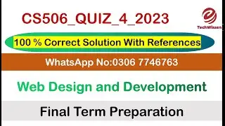 CS506 Quiz 4 2023 | CS506 Quiz 4 solution 2023 | etechwissen