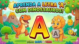 🅰️ A Letra A! Aprenda o ALFABETO com o Dino Davi 🦖 (Desenho Educativo)