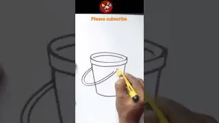 Bucket with water drawing simple sketch art