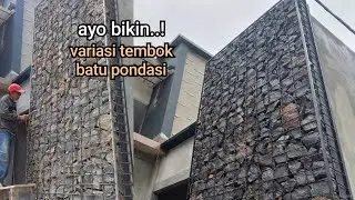 Membuat variasi batu belah nempel di tembok minimalis #gabion #bronjong