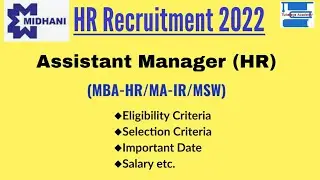 Midhani HR Recruitment 2022 for Assistant Manager||MBA/HR/MSW||Mishra Dhatu Nigam Limited||