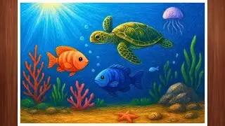 How to Draw Underwater Scenery// How to Draw Water Animals