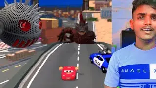 Godzilla vs. Lightning McQueen Car Chase! Giant Robot Ball & Police Drama - Epic Battle Gameplay