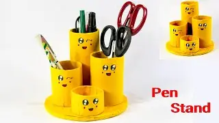 How to Make Pen Stand || Origami Pen Holder || Paper Pencil Holder With Tissue Paper Role