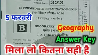 5 february 12th Geography Set B Answer key  2026 | 12th Geography answer key all set a,b,c,d,e,f,g,h