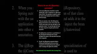 What is the use of @Repository annotation #youtubeshorts #javainterviewquestions #java #shorts