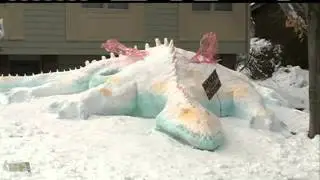 Family Builds Amazing Snow Dragon