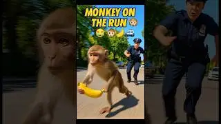 When a Monkey Steals a Banana and Starts a Police Chase 😭🐒🍌🚓 #shorts