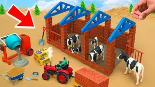 DIY Mini Tractor Builds 3-Chamber Cow Shed With Roof Shelter | Fun Construction Science Project