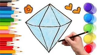 How To Draw cute diamond Drawing, Painting & Coloring For Kids and Toddlers_ Child Art 🐋🌈