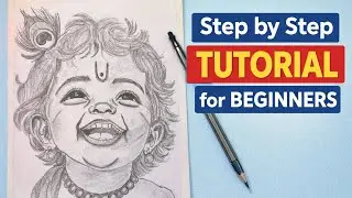 Baby Krishna Pencil Drawing | Step by Step Tutorial for Beginners| #drawing #krishna 