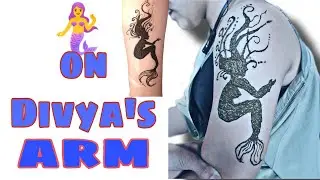 tattoo of a mermaid🧜&zwj;♀️ on divya's arm/on daily vlog/ nepali vlogger