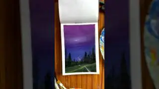 🎨Serenity In Purple : ✍️Acrylic Painting Of Pine Forest #art #artwork #painting