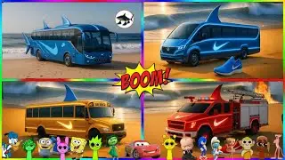 SHARK BUS 🆚 POLICE CAR 🆚 AMBULANCE 🔥CRAZY BRAINROT Tiles Hop EDM Tush!