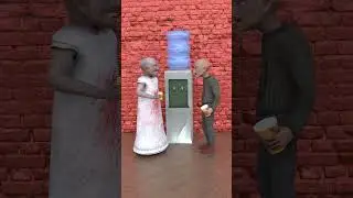 Granny and Grandpa are drinking water from the cooler!