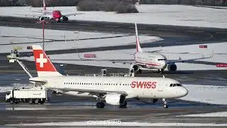 Boeing B738 BBJ2 Polish Government | WEF TRAFFIC | Snowy Z&uuml;rich Airport JAN24 #B738