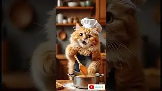 Fluffy Orange Cat Chef Cooking Soup 🍲 | Cozy AI Kitchen Animation
