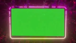 Floral Background With Neon Light Green Screen Frame