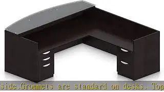 Offices To Go L Shaped Reception Desk with Glass Transaction Counter and 2 Sets of DrawersW/Drawers