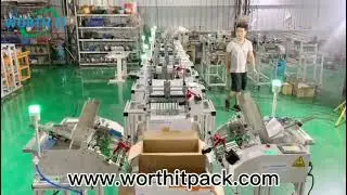 Count stack jog and collate paper feeding into box package line | HP instruction insert into box