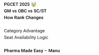 PGCET 2025 🤯 GM vs OBC vs SC/ST | How Category Changes Rank & Seats