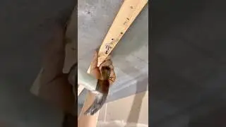 Carefully Installing Wooden Frame on Concrete Ceiling Using Hammer and Nails