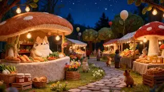 Cozy Mushroom Stall with Cute Animals ✨ Lofi Jazz to Relax