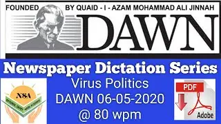 Virus Politics DAWN News Dictation Paragraph 06-05-2020 @ 80 wpm