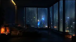 Soft Rain on Window 🌧️ Cozy City Bedroom Ambience for Anxiety Relief & Sleep