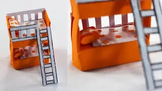 DIY MINI PAPER BUNK BED - DIY Doll Bunk Bed - Paper Crafts For School - Paper Craft - Mini Furniture