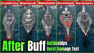 After Buff All All Battleship Burst Damage Test 🔥- Modern Warships 