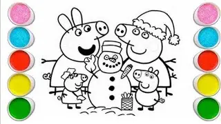 Peppa Pig with family Drawing, Painting and Coloring for Toddlers -Child Art 