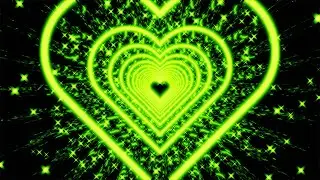 Neon Green Heart With Spilling Particles In The Shape Of a Cross. 4K Video Loop