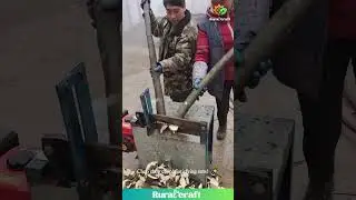 Satisfying Wood Cutting Machine ASMR! Watch Those Logs Get Chopped! Firewood Goals! #satisfying