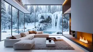 Relaxing Winter Music ❄️🔥 Modern Fireplace & Piano | Peaceful Living Room Ambience