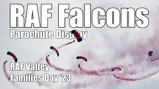 RAF Falcons Aerobatic Parachute Display with Commentary - RAF Valley Families Day 2023