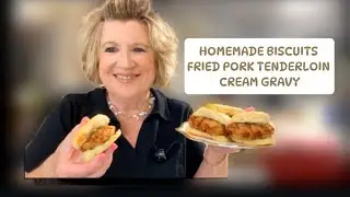 Homemade Biscuits With Fried Pork Tenderloin & Creamy Gravy!