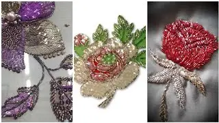 Handmade Beads Flower Embroidery Designs for Girls Dresses#fashion 