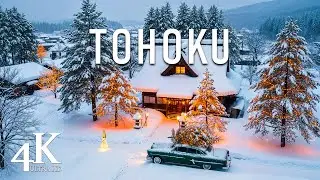 Japan's Snowy Tohoku 4K ❄️ Aerial Drone Views of Frozen Lakes & Winter Sunlight
