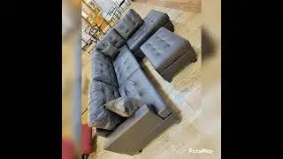 Upholstered Modern Button Tufted Espresso Faux Leather Sectional Sofa Couch Living Room