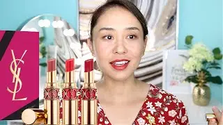 Обзор весеннего трио помад YSL Rouge Volupte Shine / Свотчи для губ
