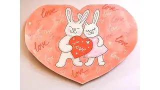 How to draw VALENTINE'S CARD / How to draw bunnies