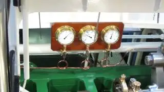Twin zylinder steam engine of sidewheel steamship 