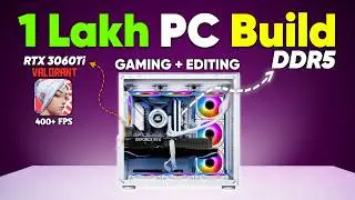 ₹1 LAKH White Theme PC Build Valorant 437FPS High Setting // High-End White Theme PC Build ₹1,00,000