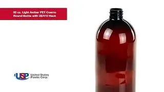 32 oz Light Amber PET Cosmo Round Bottle with 28/410 Neck | U.S. Plastic Corporation&reg;