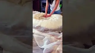 Making a natural felted wool rug  🐑🍄🍂 #shorts #sheep #process #cozy
