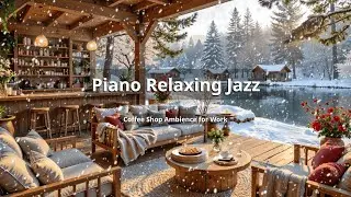 NO ADS | Relaxing Jazz Background Music -  Warm January Winter Jazz at Outdoor Coffee Shop Ambience