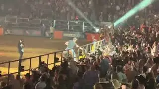 Parker McCollum at 2023 Rodeo Houston riding out on a Horse - end of show