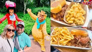 Eating at Epcot's Regal Eagle Smokehouse BBQ and Meeting Rare Characters at the American Pavillion
